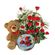 корзина красных роз с мишкой и печеньем. Перу